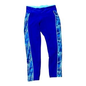 Xersion leggings athletic activewear pants blue with side design